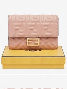 Fendi Pink Embossed FF Nappa Leather Wallet with Gold Hardware